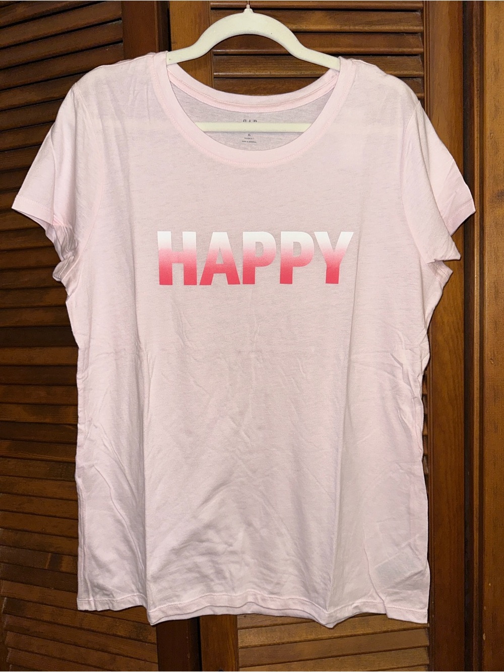 NWT GAP Factory Favorite T, Happy tee shirt, pink, XL